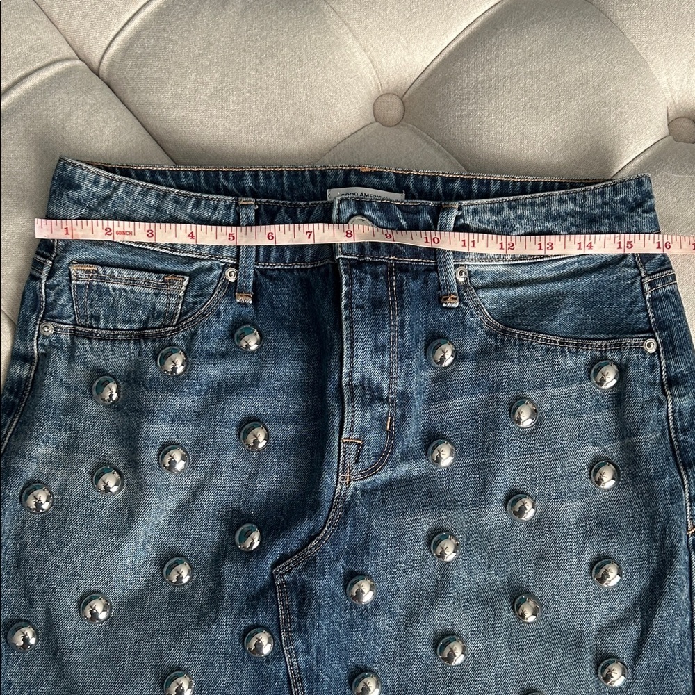 Good American Blue Denim Mini Skirt with Silver Accents - Picture 7 of 8